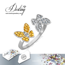 Destino joyería cristal de Swarovski anillo de los amantes de la mariposa